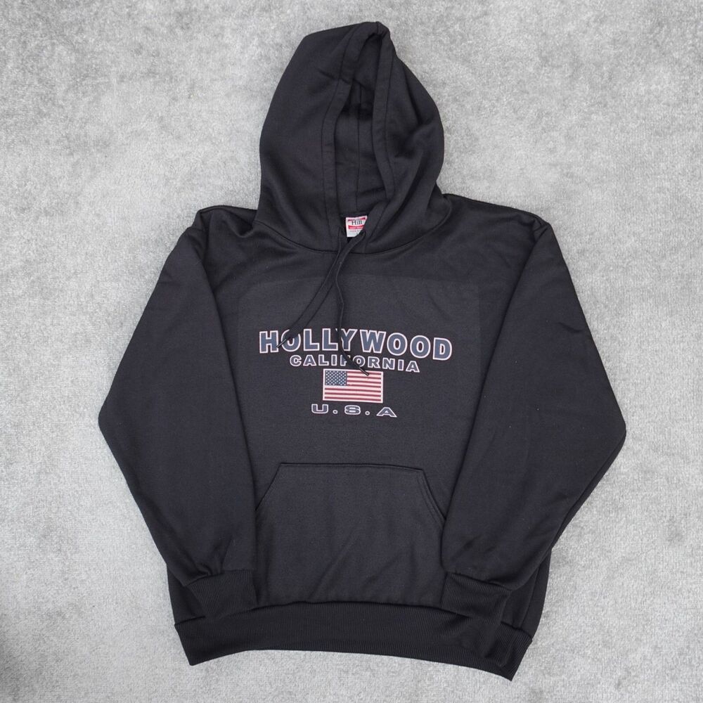 Vtg Hill Heavyweight Sweatshirt Mens L Black Hollywood California USA Made 90s